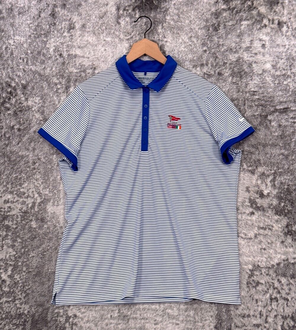 Nike Polo Shirt XXL Womens LACC Walker Cup Blue Striped Golf